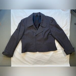 Ellen Tracy black and‎ white polka dot jacket, cuff sleeves, vintage,size 16